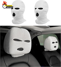 2 PCS Car Headrest Cover, Personalized Funny Car Seat Full Face Mask, Ski Mask W