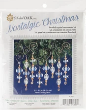 Solid Oak Nostalgic Christmas Beaded Crystal Ornament Kit-Gold & Crystal Icicles