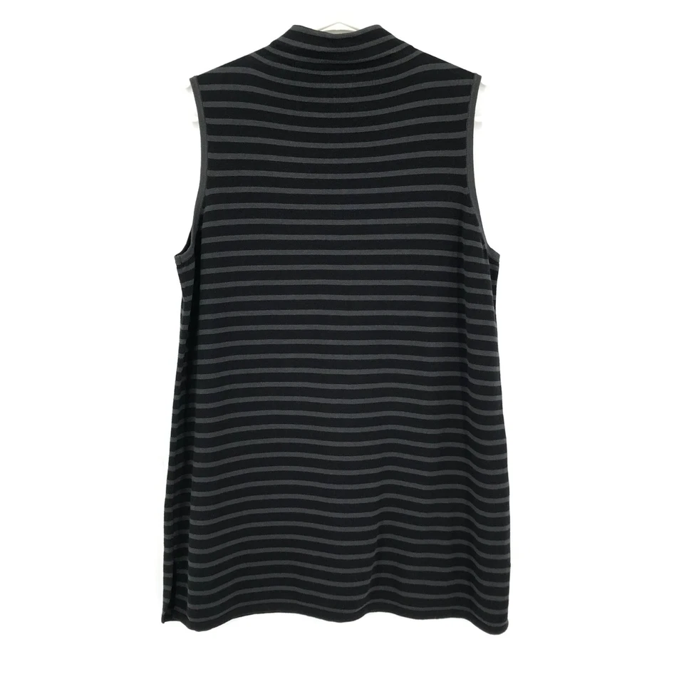 Chicos Zenergy 3 Womens Sweater Dress XL Black Striped Sleeveless Loungewear - Image 2 of 4