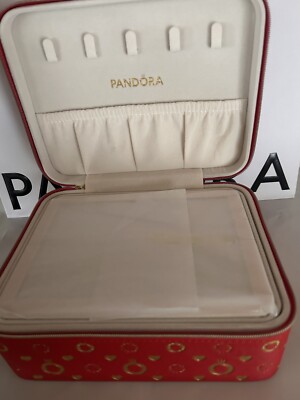 Pandora Jewelry Box Red Gold Heart Design with Mirror 100