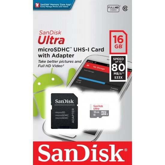 Cartão de memória SanDisk Ultra MicroSD 16GB/32GB/64GBG/128GB SDXC SDHC classe 10 - Reino Unido - Imagem 3 de 4