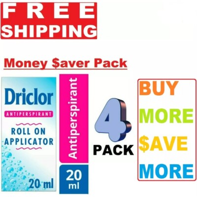DRICLOR ROLL ON APPLICATOR ANTITRANSPIRANT 20ml- Pack of 4-EXP-12/2028