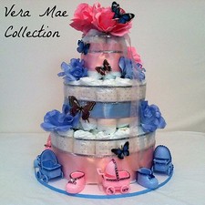 Gender Reveal Girl Or Boy Diaper Cake Table Top Centerpiece For Baby Shower