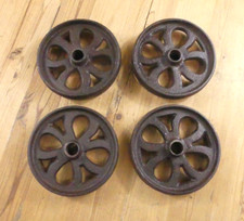 4 Cast Iron Wheels Cart Factory Farm Ranch Steampunk Rustic Hit Miss Wheel Spoke