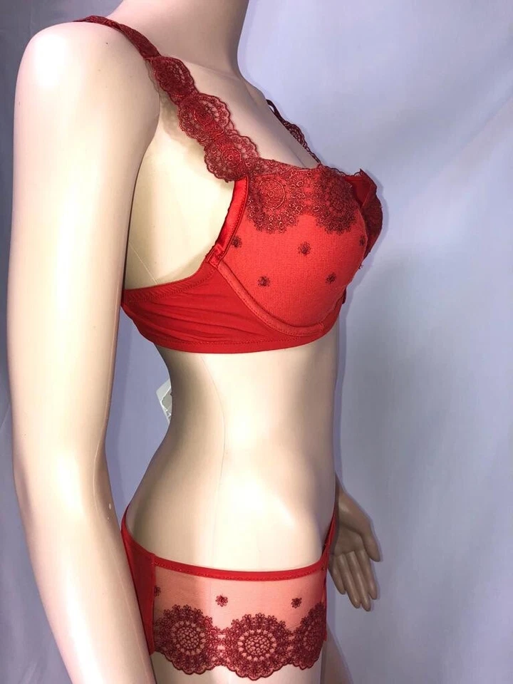 Новый с Ярлыками La Perla женское белье красный на косточках бюстгальтер пуш-ап сетки 2 изделия Sz M 38 B - Изображение 2 из 4