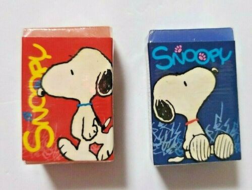 PEANUTS SNOOPY Eraser 2 pieces Cute Rare Cute FLOMO Old Vintage Red Blue - Picture 1 of 7