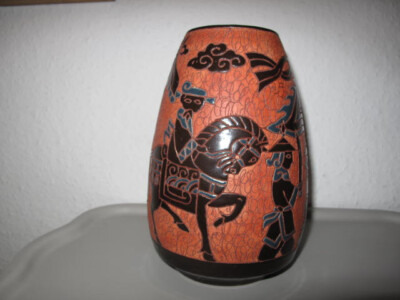 Vietnam Dona Keramik Kunst Studio Vase  1970 gemarkt Saigon Export  H. 18,5cm
