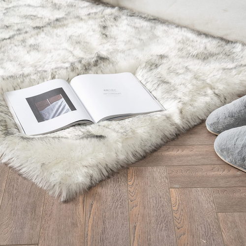 White/Gray Fluffy Faux Fur Sheepskin Shag Area Rug Soft Runner Rectangle/Round - Picture 35 of 59