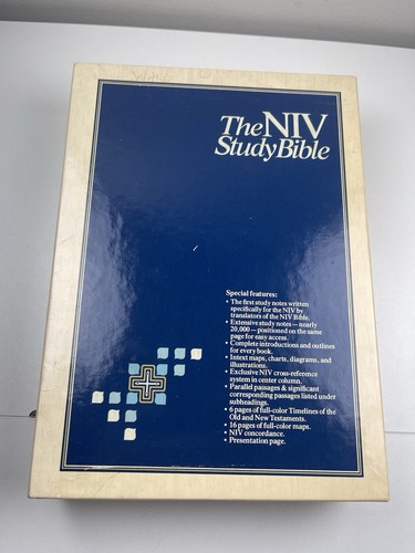 NIV - STUDIENBIBEL, 1985 Zondervan blau gebundenes Leder, roter Buchstabe, indiziert mit Box - Bild 2 von 24