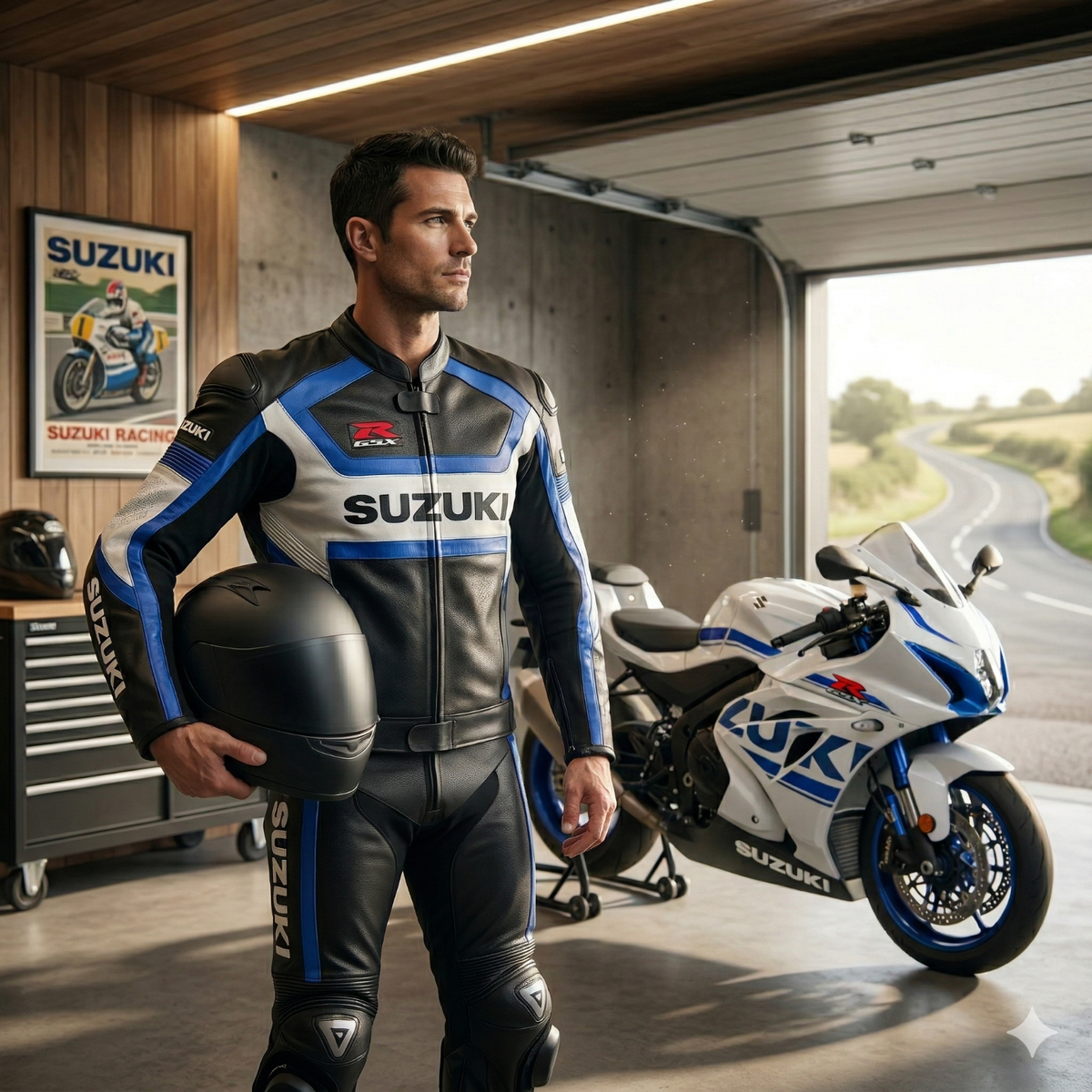 Suzuki バイカーレザージャケット suzuki motorbike leather jacket racing cowhide motorcycle