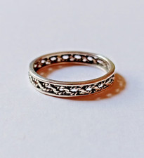 Sterling Silver 925 Vintage Filigree Band Ring size N 1/2