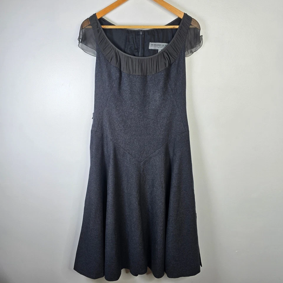 Conjunto Chaqueta y Vestido Midi Vintage Morgane Le Fay 100% Cachemira Gris Descripción Foto 3 de 4