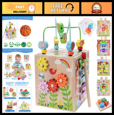 Montessori Wooden Activity Cube  Educational Toys for Toddlers 1-3 Years Old