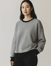 Frank Eileen Striped Ribbed Hem Pullover Sweatshirts Oversized Size Large