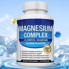 Magnesium Complex 8 Elemental Magnesium Supplement 1000mg Non-GMO 90 Capsules UK 0.84 per thousand milligrams