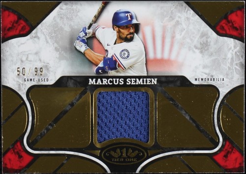 MARCUS SEMIEN 2025 Topps Tier One Blue Dual Game Used Bat 