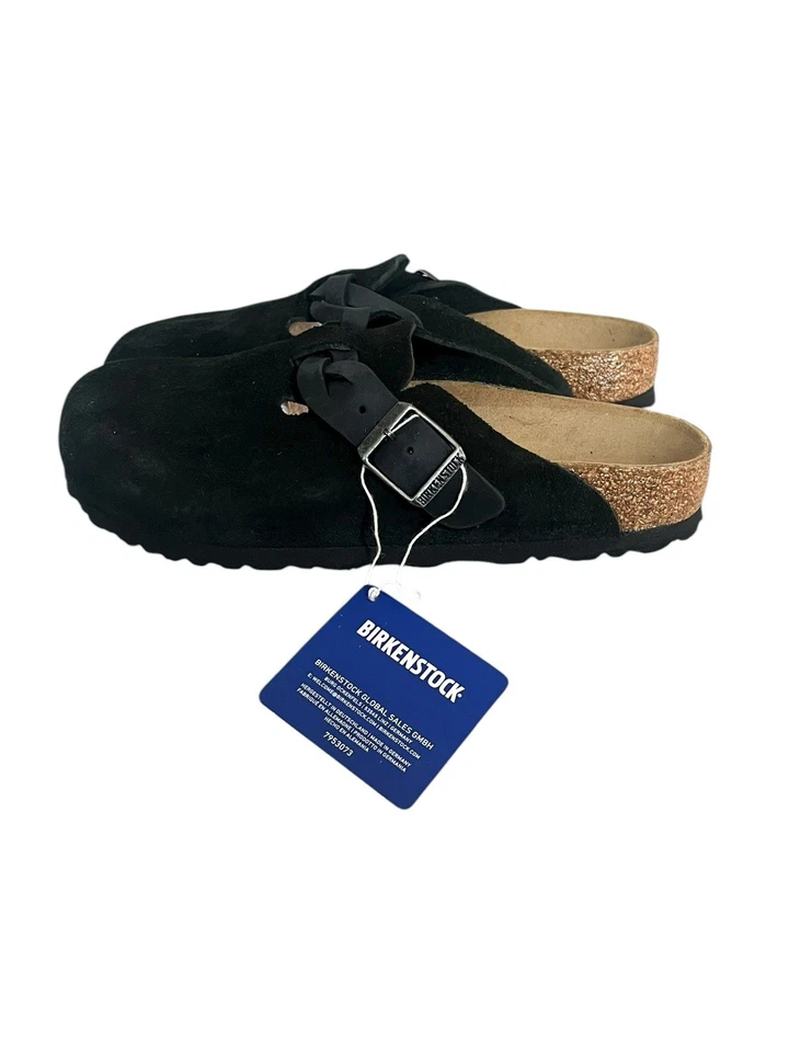 Birkenstock Boston Braided Women’s Size 6 Black Suede Soft Footbed Narrow Fit - Image 4 of 4