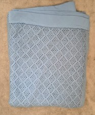 Vintage Large Blue Wool Waffle Cellular Blanket  Double 