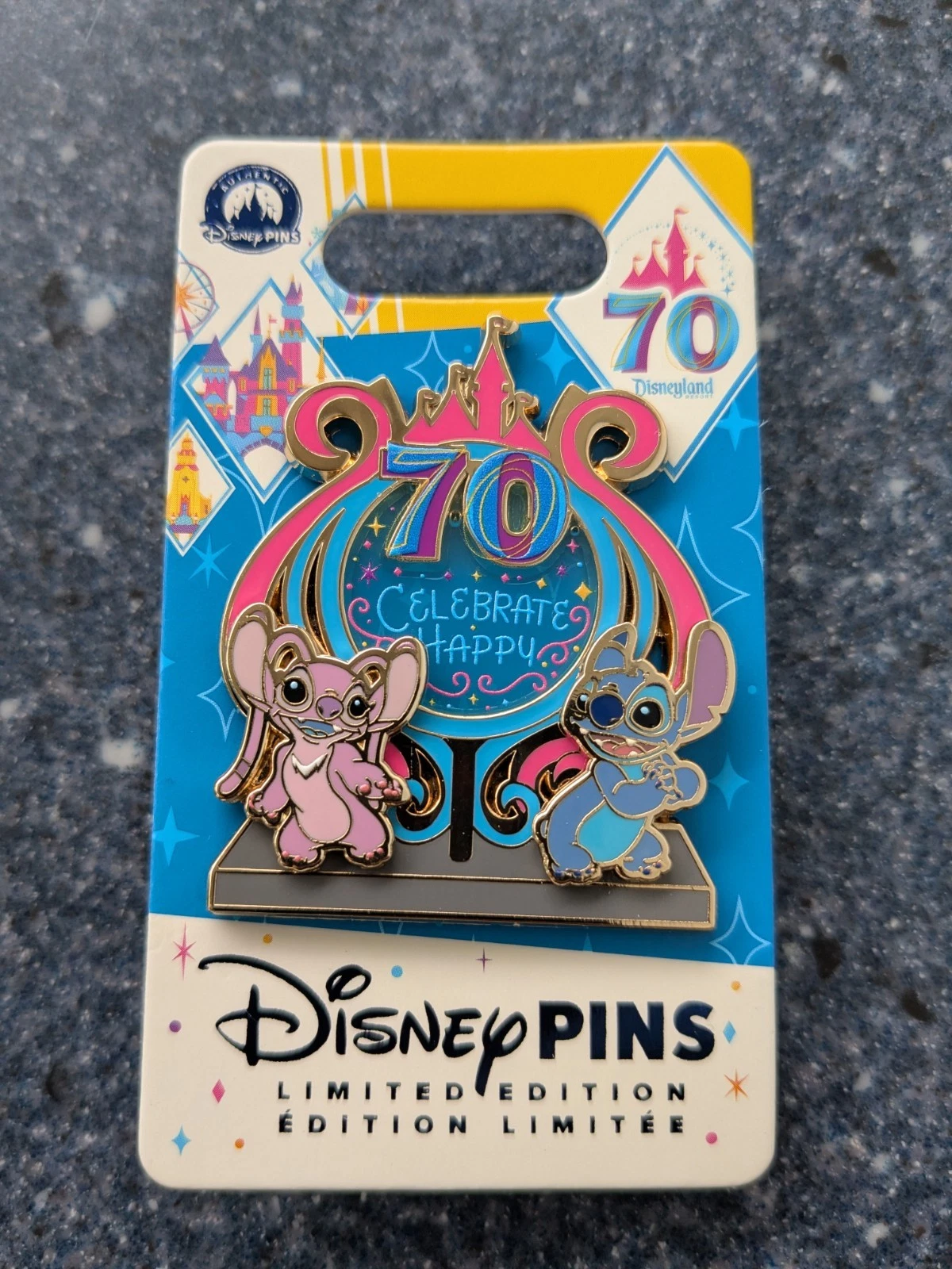2026 Disneyland 70th Anniversary Celebrate Happy STITCH & ANGEL LE 2000 Pin