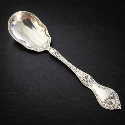 Antique Reed and Barton Sterling Silver Les Cinq Fleurs Sugar Spoon 6 1/8" 34g