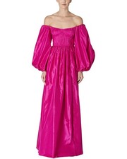Carolina Herrera Off Shoulder Balloon Sleeve Silk Gown Women's 6
