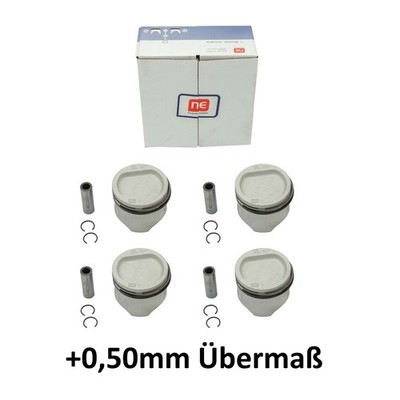 4x Kolben +0,50 Übermaß für VW 1.6l 8v 75Ps 130050004321 032107065N Ø77,01 AEE A