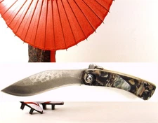 *SMALL TRADITIONAL JAPANESE FOLDING KNIFE*DAMASK BLADE*BRASS & FOSSIL MATTE*