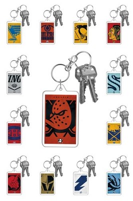 NHL Hockey Art Photo Keychain Minimalist Distressed Style Team Logo  Badge Clip