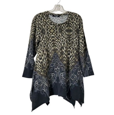 Orange Fashion Village Sz S/M Trapeze Tunic Sweater Sharkbit Hem