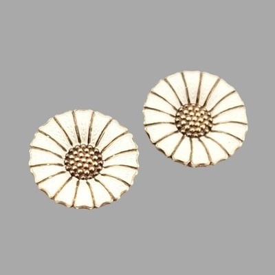 Anton Michelsen Clip-on Daisy Earrings Sterling Silver Enamel AM Demark