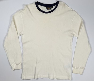 Route 66 Men s Thermal Long Sleeve T-Shirt White Cotton Crew Neck Size M