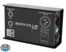 Rockville RDI5 Passive DI Box Converts Guitar/Instrument to Balanced Mic Leve