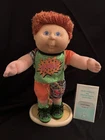 Vtg Cabbage Patch Kid KISSIN' KID BOY DOLL Red Hair Violet Eyes Freckles w/ BC
