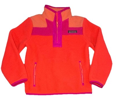 Vineyard Vines The Shep Shirt 1/4 Zip Pullover Kids Size Small 7-8 Pink Orange