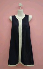 Emery Rose Contrast Color V Neck Sleeveless Women's Casual Mini Dress Small Blue