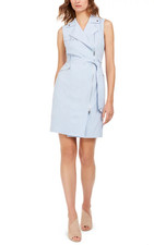 Calvin Klein Zip-Front Belted Dress Regatta/White Size 2