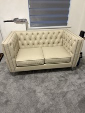 Chesterfield Albion 2 Seater Sofa - Premium Faux Leather In Ivory