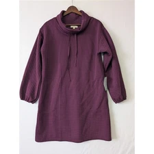 Max Studio Womens Plum Waffle Knit Cowl Neck Dress Pockets Size M NWT MSRP $158