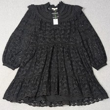 AE77 American Eagle Eyelet Ruffle Mini Dress Women's XS Long Sleeve New MSRP$248