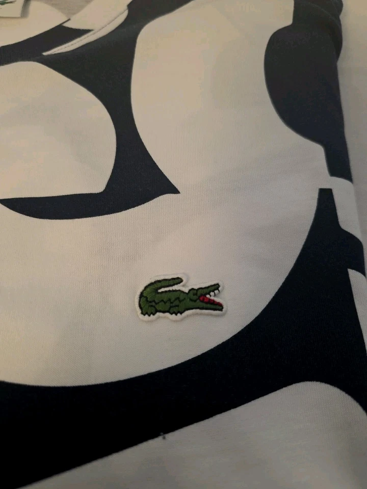 Camiseta Lacoste Para Hombres Estampada Logo Gráfico en Blanco Azul Talla XL NUEVA  Foto 2 de 4