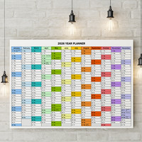2026 Wall Planner Year Calendar Plan Birthdays Holidays New Years A4 A3 A2 A1