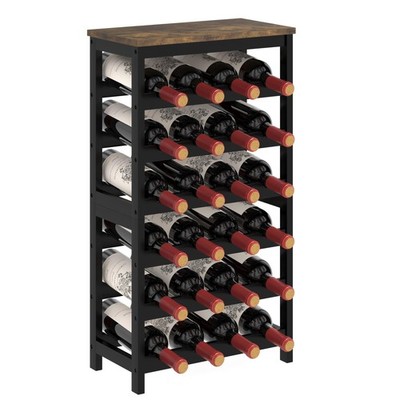 MOGELAFOO 6 Tier Bamboo Wine Rack 24 Bottles, Rustic Brown and