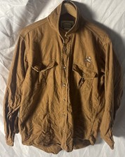 Scheels Sports Outfitters Chamois Shirt Mens L Tan Brown Geese Made in USA *Read
