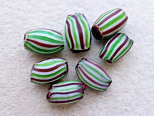 ANTIQUE 7  PCS  VENETIAN CHEVRON GLASS TRADE BEADS W/  MULTI COLOR STRIPES