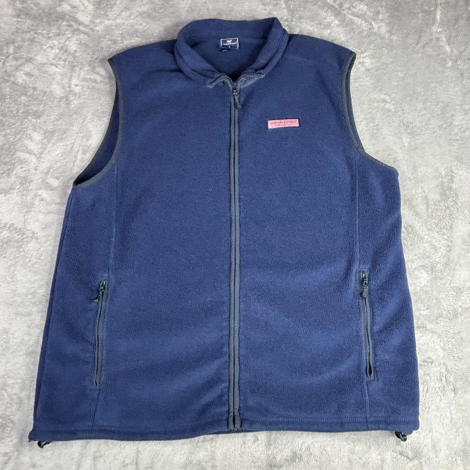 Vineyard Vines Vest Mens Large Blue Fleece Full Zip Pockets Outdoor Casual