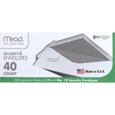 Mead #10 Envelopes Letter Size 4-1/8" x 9-1/2" Security Printed Lining for Pr...