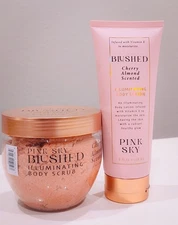Pink Sky Blushed Illuminating Cherry Almond Scented Body Scrub & Body Lotion Set
