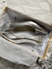 NWB Michael Kors Leather Pumps 9 Metallic Silver
