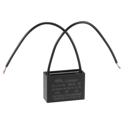 Ceiling Fan Capacitor CBB61 3.5uF 250V AC 2 Wires Metallized Polypropylene Film