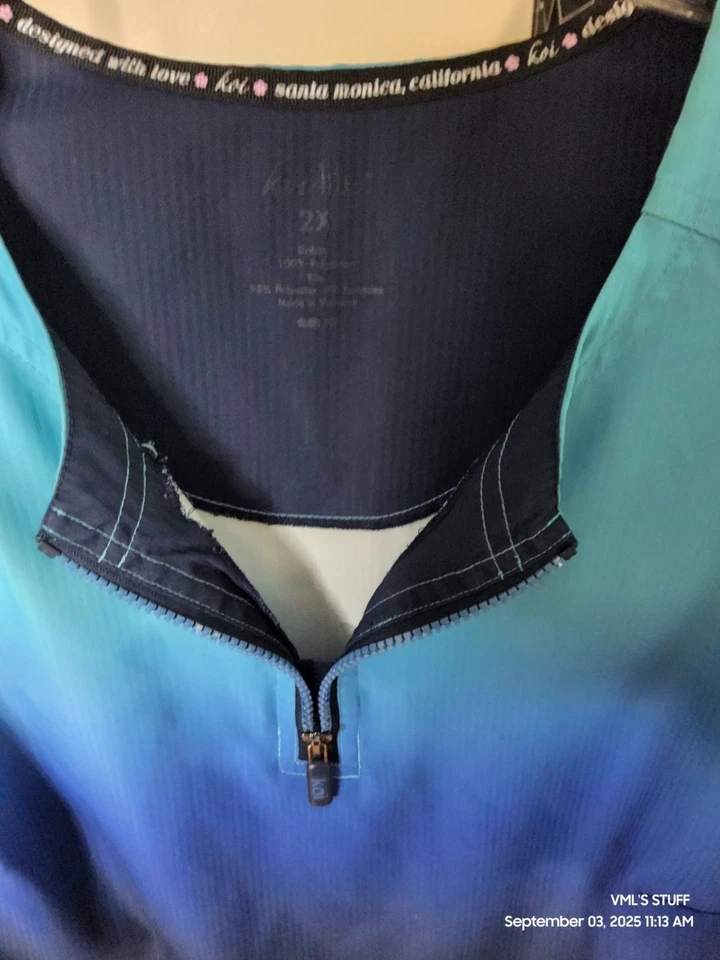 Womens Koi Multicolor Pullover 100% Polyester Nursing Scrubs - Image 3 of 3